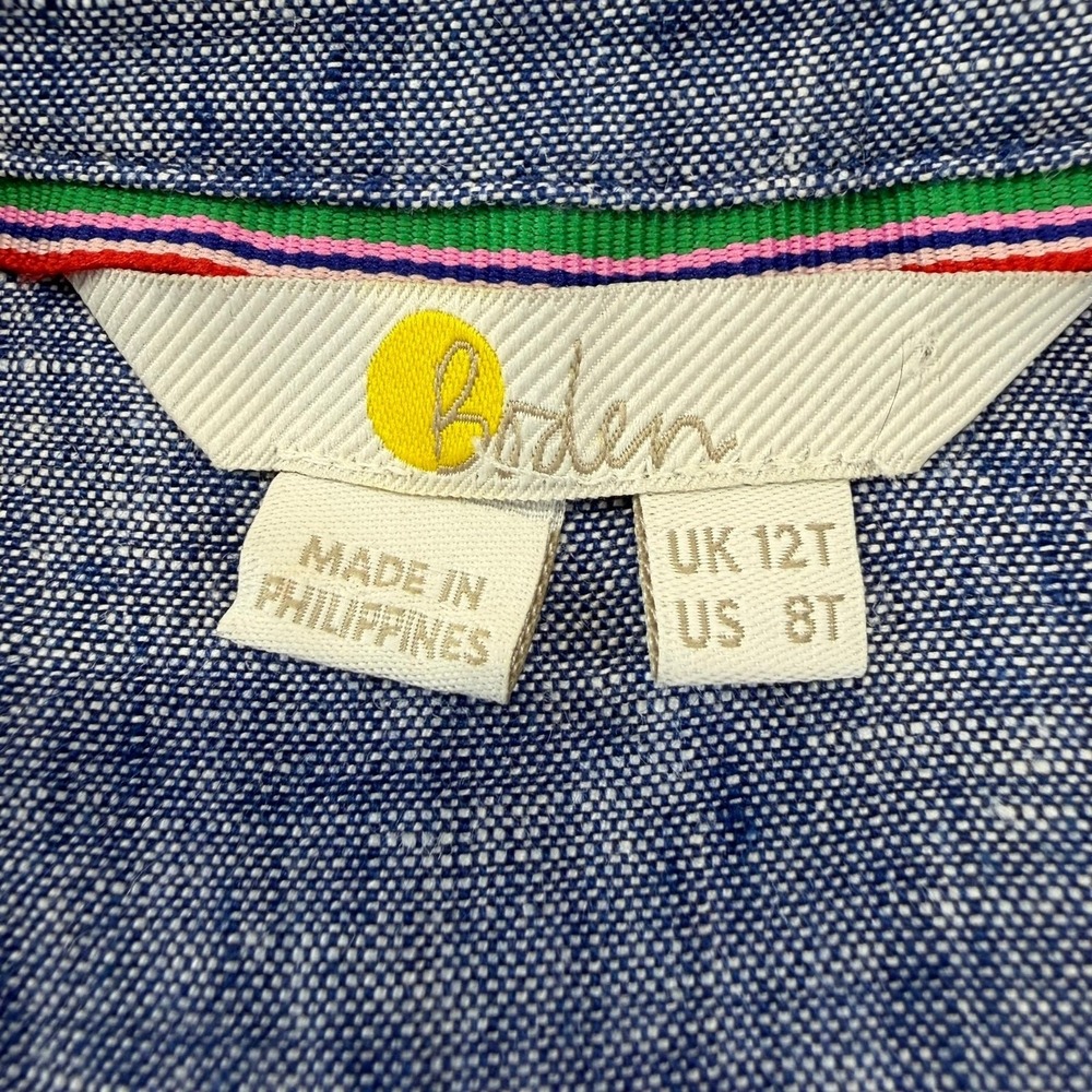 Boden Jumpsuit Women's 8 Tall Catriona Linen Blue Chambray Tie Belt Missing - Picture 5 of 15